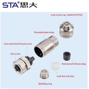 M12 Aviation Plug 2 3 4 5 6 8-poliger wasserdichter Metallst ecker Sensor mit gerader/abgewinkelter Biegung Stecker PG7 PG9 - Product Image 4
