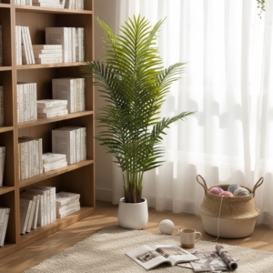 Décoration d'intérieur presque naturelle, petits palmiers artificiels en plastique en pot, bananiers, herbe verte d'intérieur, fleurs, bonsaï pour anniversaire, maison - Product Image 1
