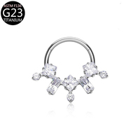 Anneau de nez en titane Freya G23 avec zircon cubique, boucles d'oreilles créoles tendance, anneau de septum et hélix pour filles, bijoux de piercing corporel de qualité implantable