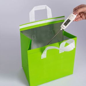Sac isotherme de livraison en aluminium à double poignée, sac isotherme non tissé pour le transport de denrées alimentaires lourdes - Product Image 3