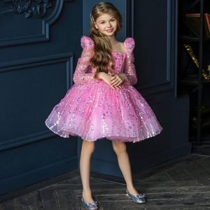 Tutu con paillettes scintillanti abiti da principessa a manica lunga vestiti per bambine vestiti per bambini vestiti per bambini vestiti per ragazze di fiori - Product Image 5
