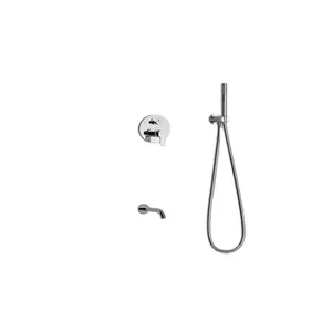 Set di bocchette da doccia a parete con doccia nascosta, Set di rubinetti da bagno in acciaio inossidabile, circolare in ottone moderno, pioggia rotonda contemporanea