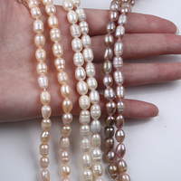 Brins de perles de riz d'eau douce de couleur naturelle, 7-8mm, vente en gros