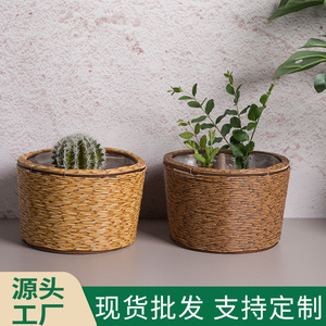 Woven Flower Pot Round Handmade Straw <b>Basket</b> For Indoor Plants Decorative <b>Storage</b> - Product Image 2