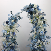 Ensemble d'arches de fleurs artificielles en soie bleues et blanches, centre de table de mariage, toile de fond de cérémonie, décoration de réception de banquet