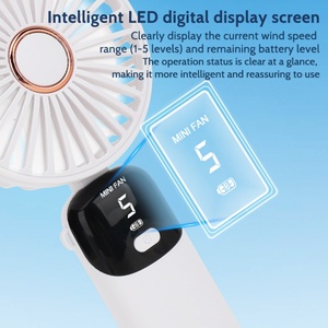 Ventilador de Mano Portátil 3 en 1 con 5 Velocidades de Viento, Pantalla LED Digital, Funcionamiento Ultrasilencioso, Perfecto para Viajes, Oficina y Uso en Exteriores - Product Image 4