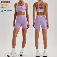 Vêtements de yoga solides à séchage rapide, leggings de fitness pour femmes, ensemble de sport pour la salle de sport, shorts, ensembles de course en plein air