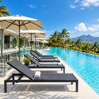 Chaise longue de piscine empilable en tissu avec structure en aluminium pour extérieur et plage – Offre spéciale
