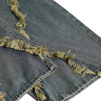 10 ans fournisseur de jeans personnalisé Y2K rue bord brut Baggy Jeans hommes mode Hip Hop motif Patchwork Denim pantalon en détresse