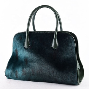 Luxury Fur <strong>Handbags</strong> <strong>Wholesale</strong> Women <strong>Leather</strong> Bags Natural Fur Lady Purse Luxury <strong>Italian</strong> Fur Bags Green Tote Custom Made - Product Image 2