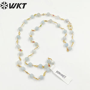 WT-N1432 16 + 2 pollici estendere la catena rosario perline di pietre preziose fascino collana di perline in oro giallo 18 carati collana di pietre preziose - Product Image 3