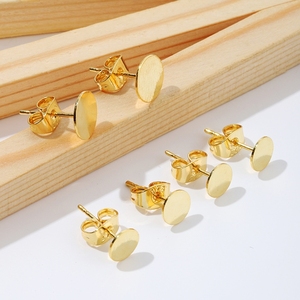 Pendientes de oro de 14 quilates que preservan el color, aguja de plata 925, pieza plana + tapones chapados en cobre, accesorio DIY auténtico de 18 quilates A21F - Product Image 1