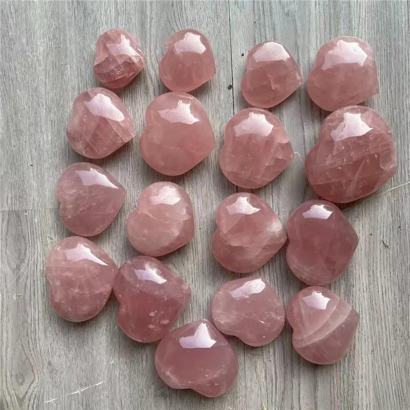 Wholesale Polished Natural Crystal Stone Pink Rose Quartz Heart For Home Decoration