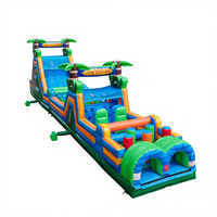 Parcours d'obstacles gonflable géant commercial, toboggan modulaire, thème tropical, aire de jeux, location pour fêtes d'enfants, garantie 3 ans