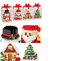 Nouvel ensemble de micro-blocs de construction de Noël avec boîte cadeau et vitrine, 4 styles, mini briques, jouet de décoration DIY, vente en gros, cadeau de Noël