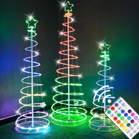 Lámpara de Navidad LED RGB Inteligente con Forma de Árbol Cónico Giratorio, Control Remoto, Ideal para Exteriores, Venta Caliente en Comercio Electrónico Transfronterizo