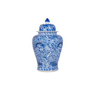 Pot de rangement général à couvercle bleu et blanc peint à la main, <span class=keywords><strong>d</strong></span>écoration élégante pour la maison, l'hôtel, les mariages, cadeau, céramique de Jingdezhen - Product Image 1