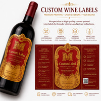 Etiquetas Personalizadas para Bebidas y Vino, Estampado Dorado, Papel Kraft en Relieve, Adhesivos, Código de Barras, Etiquetas con Logotipo Ecológicas