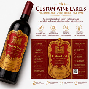 Etiquetas Personalizadas para Bebidas y Vino, Estampado Dorado en Relieve, Adhesivos de Papel Kraft, Etiquetas con Logotipo para Empaque de Vino Tinto - Product Image 2