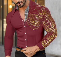 Kemeja Pria Lengan Panjang Model Cardigan Kancing Satu Baris dengan Cetakan Digital 3D, Produk Terlaris