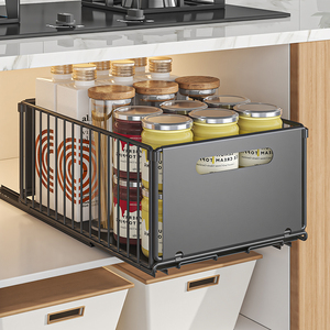 <strong>Large</strong> Metal Double Tier Foldable Durable Under Sink Sliding Organizer <strong>Rack</strong> Multi-purpose Kitchen <strong>Spice</strong> <strong>Rack</strong> - Product Image 3