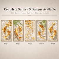 Décoration Murale Lumineuse LED de Luxe avec Cadre – 5 Designs Disponibles – Idéale pour Entrée, Couloir, Salon – Vente en Gros