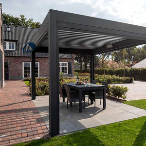 WeiJia Modern <strong>Design</strong> Aluminum Pergola Garden Windproof <strong>Canopy</strong> with Side Screens and LED Light Powder Coated Frame - Product Image 3