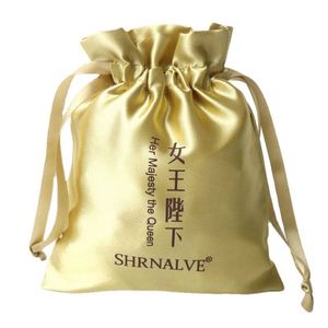 Sacs en satin pour perruques en gros avec logo personnalisé, sacs de luxe en soie noirs à cordon pour mèches de cheveux pour femmes - Product Image 3