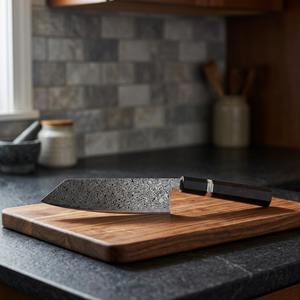 Couteau de chef japonais Bunka Nakiri de 8-9,9 pouces en acier Damas, manche en résine, design ambidextre écologique, style vintage - Product Image 3