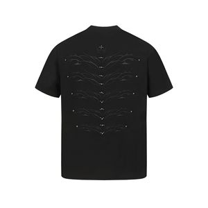 T-shirt Homme NINE à Manches Courtes, Col Rond, Motif Géométrique Brodé, en Polaire Vierge Noire Pure 320g, Coupe Slim, Style Streetwear Personnalisé de Haute Qualité - Product Image 3