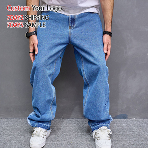 Wholesale High Quality Fashion Denim Jeans Pants <b>Light</b> Casual Vintage Straight Fit Custom Designer <b>Trouser</b> Baggy Wide Leg Men - Product Image 1