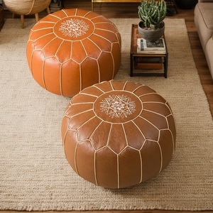 Coussin de sol marocain brodé en forme de citrouille, coussin futon paresseux, coussin de sol en cuir pour la maison, coussin de banquette pour baie vitrée, tabouret de sol tatami pour la maison - Product Image 4