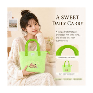 Sac à main Teddy Island pour femme, sac à bandoulière mignon en peluche, ours doux et moelleux, grande capacité, cadeau quotidien, vente en gros, été - Product Image 2