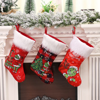 Nouvelles décorations de Noël Grinched, peluche verte, monstre voleur, chaussette de Noël, sac cadeau pour enfants, sac cadeau de Noël