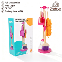 Ensemble de jouets de nettoyage en bois pour enfants, jeu de ménage, balai, serpillière, balayage, vente en gros, CE EN71 ASTM OEM ODM