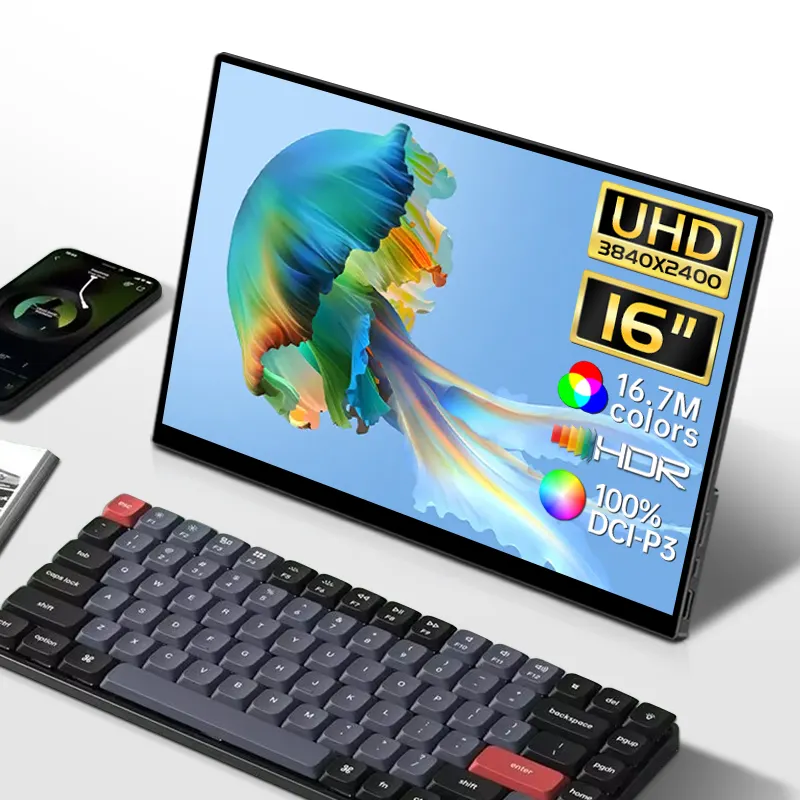 Monitor portátil de 16 polegadas WUXGA UHD 4K 500 lêndeas moldura estreita ultra fina anti-azul luz LCD IPS monitor externo