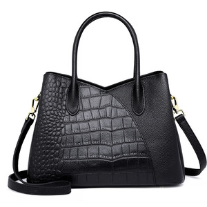 Sac à main de luxe grande capacité en cuir véritable pour femme, nouveau modèle, sac fourre-tout à bandoulière, vente en gros d'usine - Product Image 1