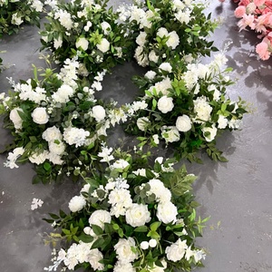 D-FB250 ลูกบอลดอกไม้สีขาวเขียวสำหรับงานแต่งงาน ขายดี ขนาด 50 ซม. 60 ซม. ลูกบอลดอกไม้หรูหราสำหรับตกแต่งโต๊ะ ทำจากผ้าไหม - Product Image 1