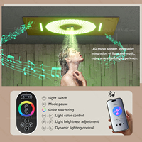 DULABRAHE 2024 NOUVEAU 24*16 pouces LED froid et chaud affichage numérique brosse or robinet de douche mural avec musique ensemble de douche