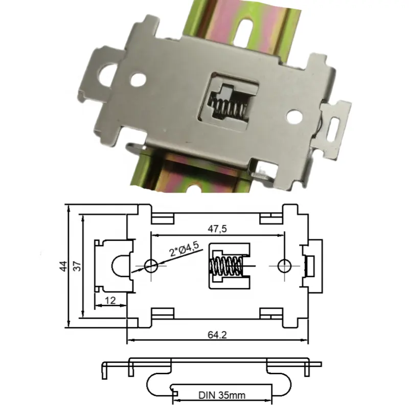 Dinrail klip braket dudukan 35mm, rel penjepit din 35mm, klip braket dudukan gesper