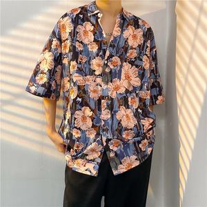 Camicia Estiva Stile Hong Kong, Design Floreale Retrò Thailandese, in Poliestere, Collo Quadrato, Trattamento Anti-Piega, Maniche Corte, Vestibilità Ampia, Fresca e Alla Moda - Product Image 1