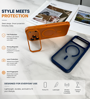 Compatible avec 17 Pro Max 16 Pro 15, étui magnétique, coque hybride PC et TPU, protection de l'objectif de l'appareil photo, support de protection de l'objectif