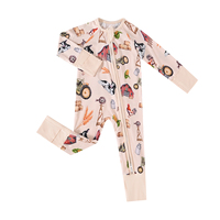 Piyama Bayi Baru Lahir Bahan 95% Serat Bambu 5% Spandex dengan Ritsleting dan Manset Konvertibel, Pakaian Karakter ODM