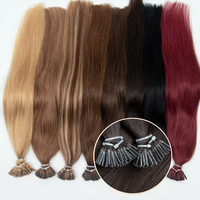 Extensión de Cabello Humano 100% Remy Europeo Virgen Ruso con Cutícula Alineada Double Drawn I Tip Color Claro
