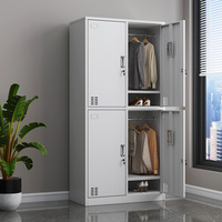 Armoire Métallique à 4 Portes, Armoire de Rangement en Acier, Armoire de Rangement Verrouillable, pour Dortoir, Salle de Sport, École, Bureau et Maison