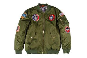 MA-1 Blouson de bombardier d'hiver sans col avec patchs personnalisés Traitement enduit de tissu en velours côtelé - Product Image 3