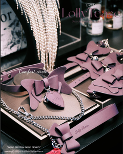 Collier Laisse Papillon SM Érotique de Haute Qualité, Violet, Écologique, Résistant à l'Eau, avec Nœud Papillon, Cœur et Clochette, Style <span class=keywords><strong>Doux</strong></span> et Tendance - Product Image 3