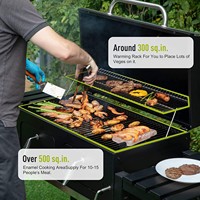 Barbecue au charbon de bois extra large et fumoir de jardin - Chariot de barbecue professionnel, Holzkohlegrill avec thermomètre