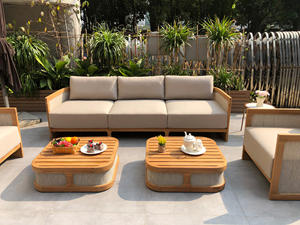 モダンチークガーデンソファセット屋外ソファオットマンコーヒーテーブルサイドテーブル - Product Image 5