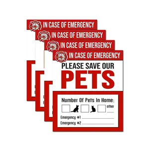 Предупреждение о домашних животных, пожарно-спасательная наклейка, сохраните нашу кошачью собаку, пожарные увидят Оповещение на оконной двери или в доме